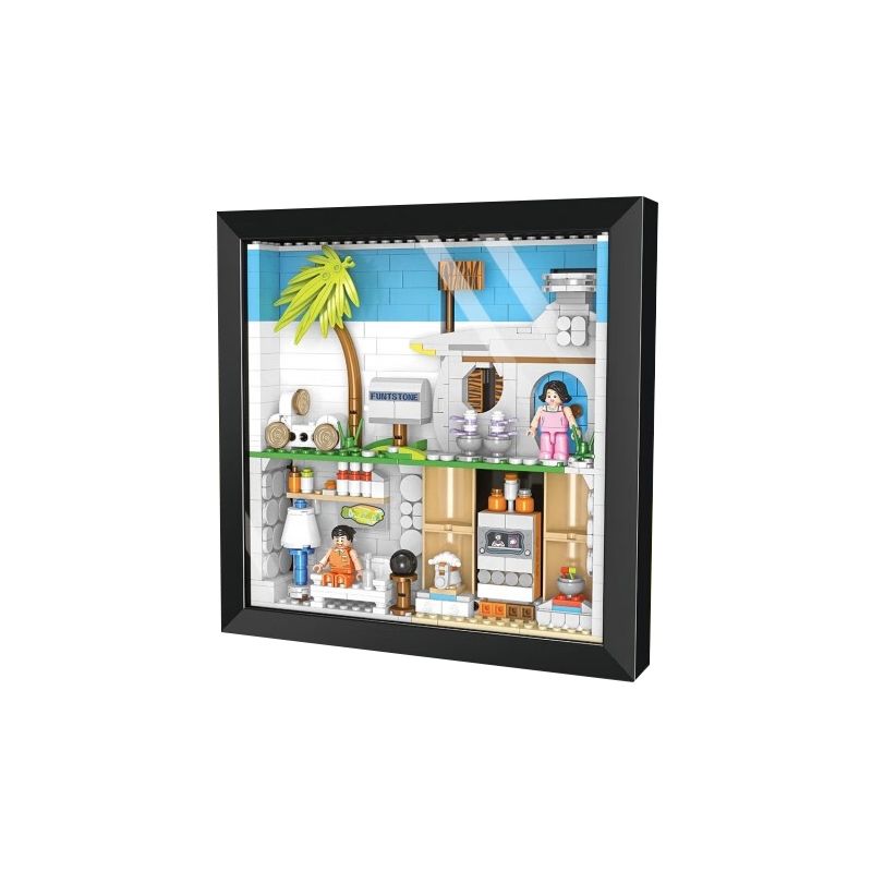 ZHEGAO QL1912 1912 non  TRANH ĐÓNG KHUNG ĐÁ LỬA bộ đồ chơi xếp lắp ráp ghép mô hình PICTURE INSIDE FRAME 572 khối