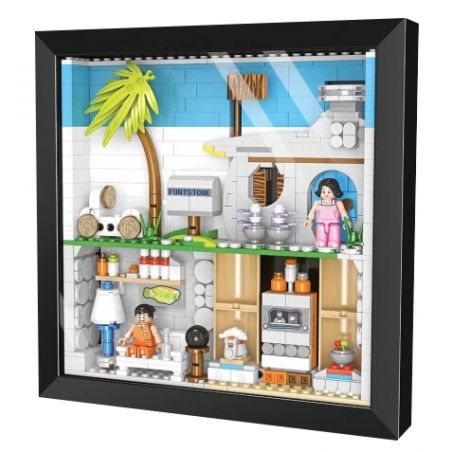 ZHEGAO QL1912 1912 non  TRANH ĐÓNG KHUNG ĐÁ LỬA bộ đồ chơi xếp lắp ráp ghép mô hình PICTURE INSIDE FRAME 572 khối