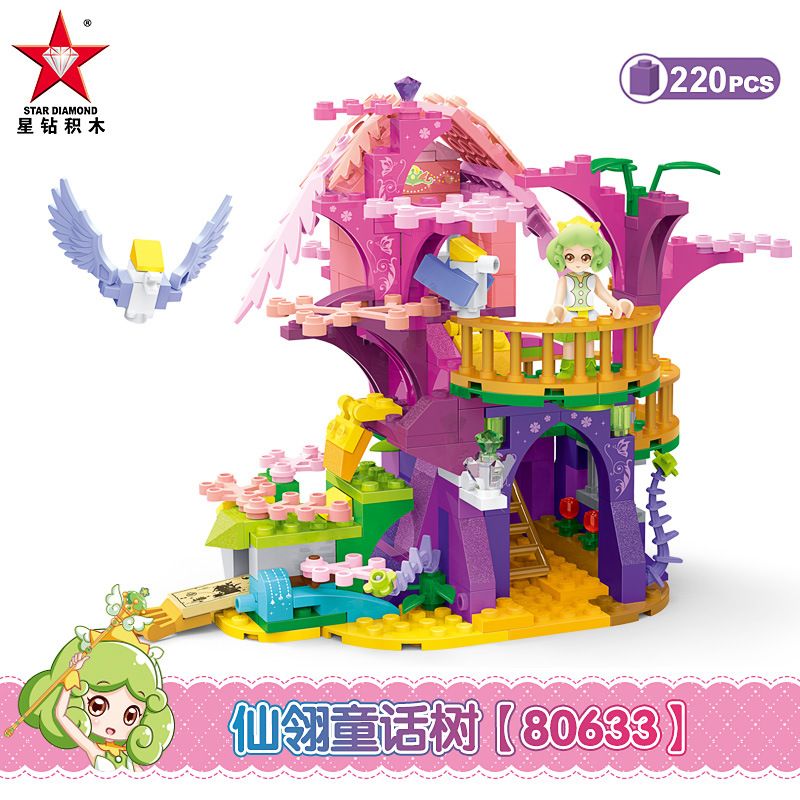 STAR DIAMOND 80633 non  CÂY CỔ TÍCH bộ đồ chơi xếp lắp ráp ghép mô hình Little Flower Fairy Nàng Tiên Hoa Nhỏ 220 khối