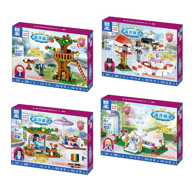 ZHEGAO QL1101 1101 non  CẢNH LÂU ĐÀI WINDSOR 4 LOẠI bộ đồ chơi xếp lắp ráp ghép mô hình Girl Con Gái 436 khối