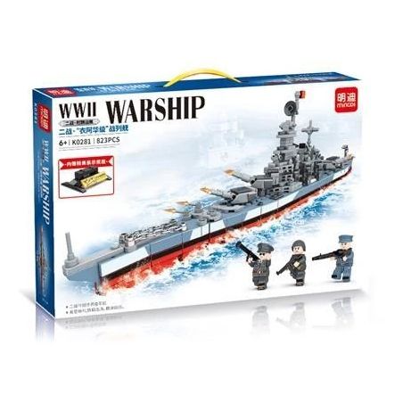 MINGDI K0281 0281 non  CHIẾN TRANH THẾ GIỚI THỨ HAI IOWA LỚP THIẾT GIÁP HẠM bộ đồ chơi xếp lắp ráp ghép mô hình Military Army Quân Sự Bộ Đội 823 khối
