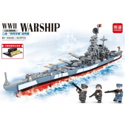 MINGDI K0281 0281 non  CHIẾN TRANH THẾ GIỚI THỨ HAI IOWA LỚP THIẾT GIÁP HẠM bộ đồ chơi xếp lắp ráp ghép mô hình Military Army Quân Sự Bộ Đội 823 khối