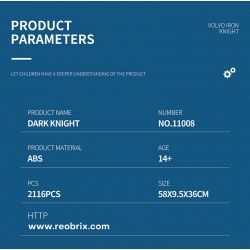 REOBRIX 11008 non  XE TẢI HIỆP SĨ SẮT VOLVO bộ đồ chơi xếp lắp ráp ghép mô hình  IRON KNIGHT / DARK KINGHT Kỹ Thuật Công Nghệ Cao Mô Hình Phương Tiện 2116 khối