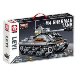LEYI 66019 non  XE TĂNG HẠNG TRUNG M4 bộ đồ chơi xếp lắp ráp ghép mô hình Military Army M4 SHERMAN MEDIUM TANK Quân Sự Bộ Đội 656 khối