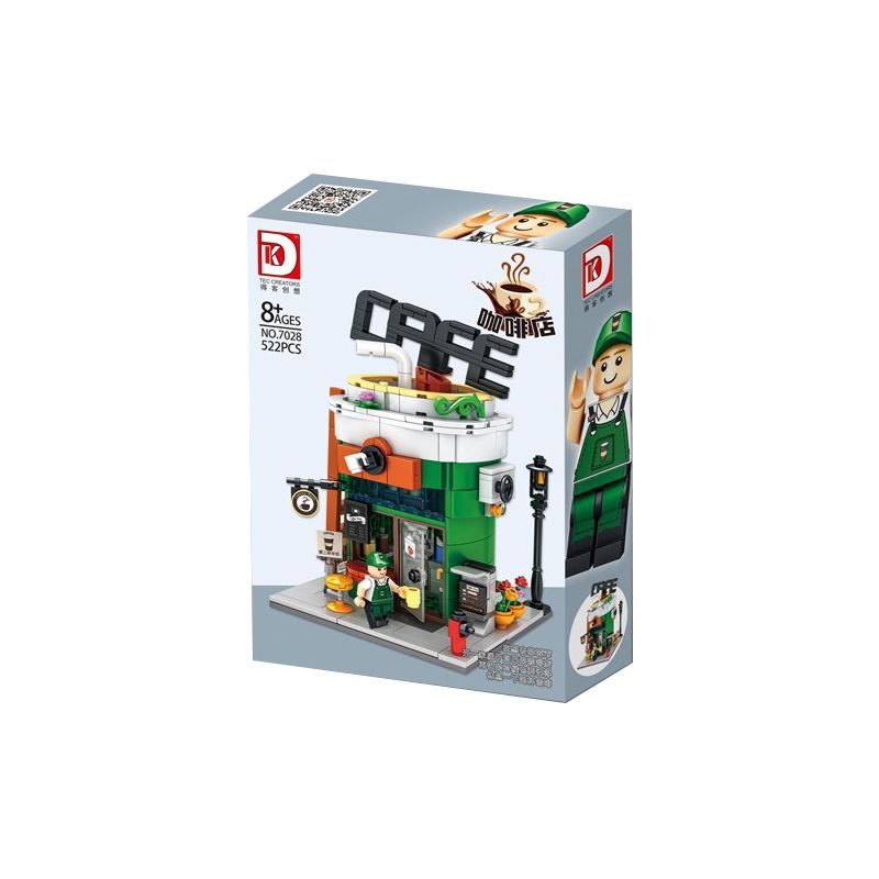 DK 7028 non  QUÁN CÀ PHÊ bộ đồ chơi xếp lắp ráp ghép mô hình City Thành Phố 522 khối