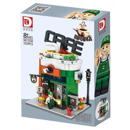 DK 7028 non  QUÁN CÀ PHÊ bộ đồ chơi xếp lắp ráp ghép mô hình City Thành Phố 522 khối