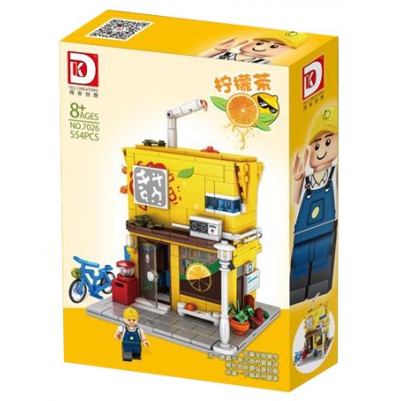 DK 7026 non  QUÁN TRÀ CHANH bộ đồ chơi xếp lắp ráp ghép mô hình City LEMON TEA Thành Phố 554 khối