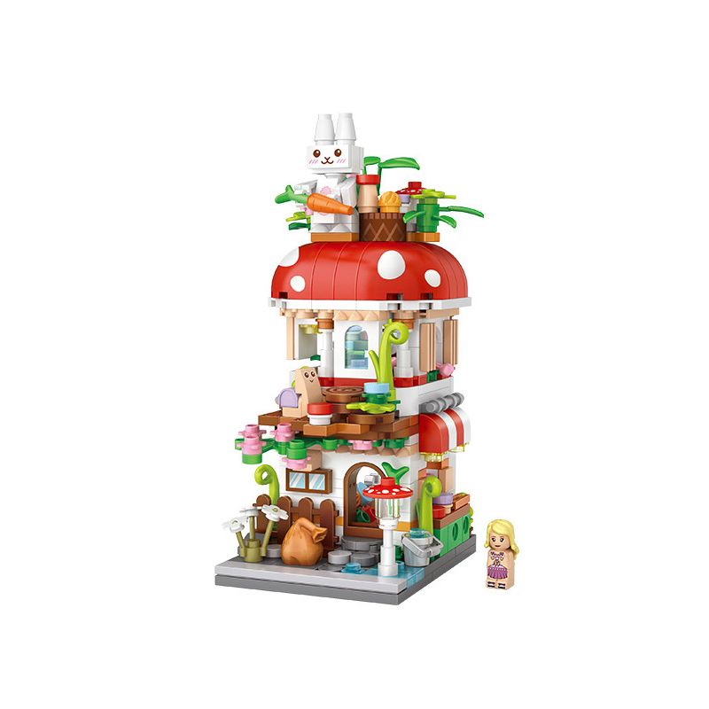 LOZ 1651 non  NHÀ NẤM bộ đồ chơi xếp lắp ráp ghép mô hình Mini Modular Đường Phố Thu Nhỏ 417 khối