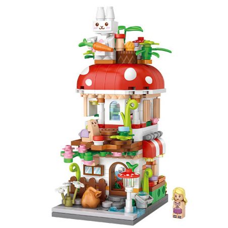 LOZ 1651 non  NHÀ NẤM bộ đồ chơi xếp lắp ráp ghép mô hình Mini Modular Đường Phố Thu Nhỏ 417 khối