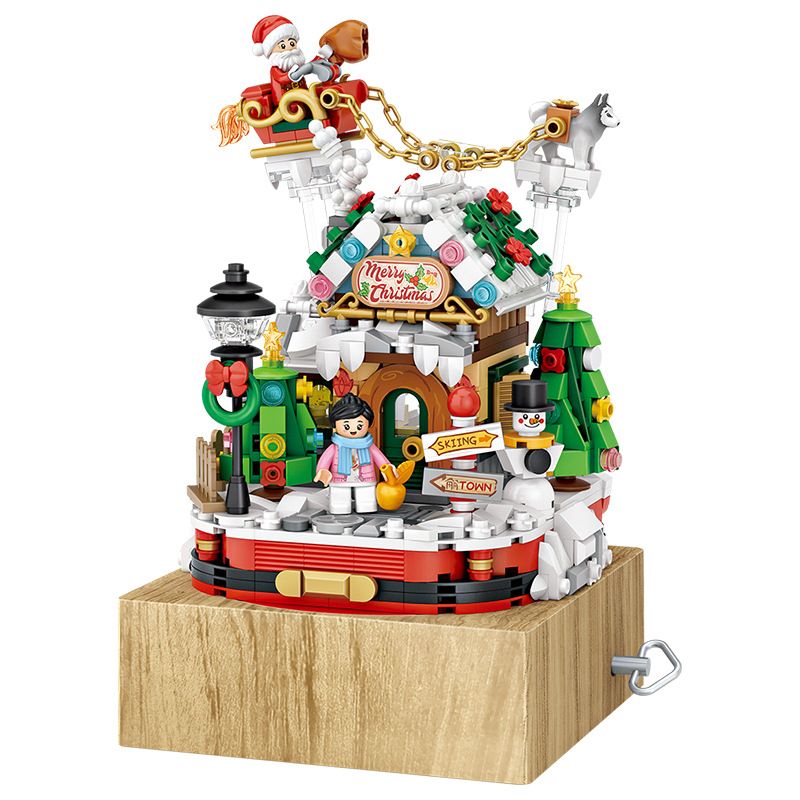 LOZ 1238 non  HỘP NHẠC NGÔI NHÀ GIÁNG SINH bộ đồ chơi xếp lắp ráp ghép mô hình Christmas 979 khối