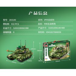 SEMBO 203145 non  XE TĂNG CHIẾN ĐẤU CHỦ LỰC 99B bộ đồ chơi xếp lắp ráp ghép mô hình Military Army 99B MAIN BATTLE TANK Quân Sự Bộ Đội 932 khối