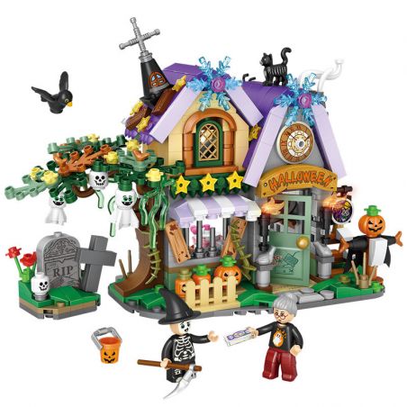 LOZ 1233 non  NGÔI NHÀ HALLOWEEN bộ đồ chơi xếp lắp ráp ghép mô hình Lễ Hội Hóa Trang Ma Quỷ 765 khối
