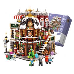 LOZ 1054 non  QUÁN CÀ PHÊ GIÁNG SINH bộ đồ chơi xếp lắp ráp ghép mô hình Modular Buildings Mô Hình Nhà Cửa 2506 khối