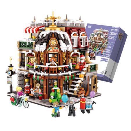 LOZ 1054 non  QUÁN CÀ PHÊ GIÁNG SINH bộ đồ chơi xếp lắp ráp ghép mô hình Modular Buildings Mô Hình Nhà Cửa 2506 khối