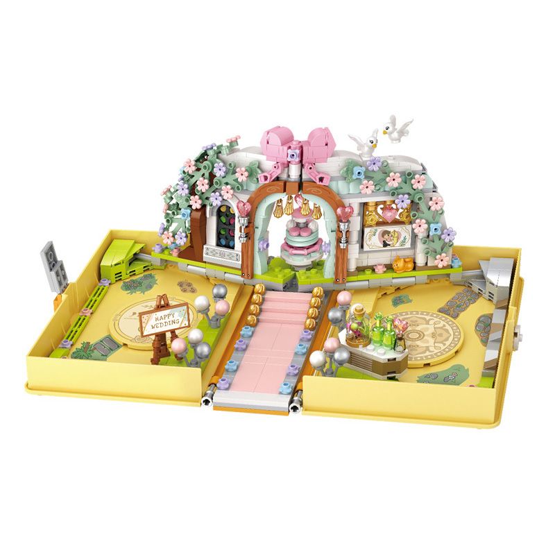 LOZ 1228 non  SỔ CƯỚI bộ đồ chơi xếp lắp ráp ghép mô hình Valentine's Day WEDDING BOOK Lễ Tình Nhân 718 khối