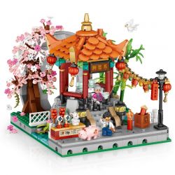 LOZ 1923 non  LỄ HỘI ĐÈN LỒNG FOUR CORNER PAVILION bộ đồ chơi xếp lắp ráp ghép mô hình Chinese Traditional Festivals Lễ Hội Cổ Truyền 910 khối