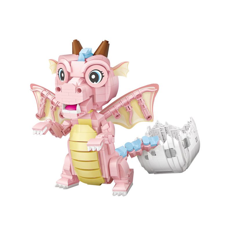 LOZ 1122 non  RỒNG CON MÀU HỒNG bộ đồ chơi xếp lắp ráp ghép mô hình 771 khối