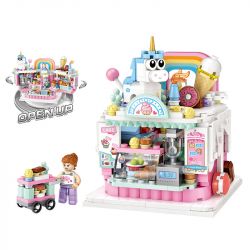 LOZ 1731 non  TIỆM BÁNH MINI STREET VIEW bộ đồ chơi xếp lắp ráp ghép mô hình Mini Modular Đường Phố Thu Nhỏ 537 khối