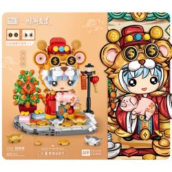 LOZ 1751 non  HỔ VÀ LÀ QIAN DUODUO MẠNH MẼ bộ đồ chơi xếp lắp ráp ghép mô hình Chinese Traditional Festivals Lễ Hội Cổ Truyền 605 khối