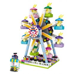 LOZ 1718 non  BÁNH XE ĐU QUAY bộ đồ chơi xếp lắp ráp ghép mô hình City Modern Paradise Thành Phố Thiên Đường Hiện Đại 609 khối