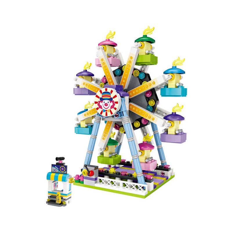 LOZ 1718 non  BÁNH XE ĐU QUAY bộ đồ chơi xếp lắp ráp ghép mô hình City Modern Paradise Thành Phố Thiên Đường Hiện Đại 609 khối