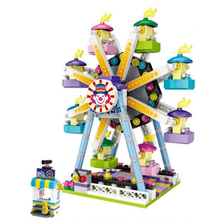 LOZ 1718 non  BÁNH XE ĐU QUAY bộ đồ chơi xếp lắp ráp ghép mô hình City Modern Paradise Thành Phố Thiên Đường Hiện Đại 609 khối