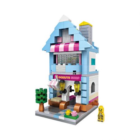 LOZ 1606 non  CỬA HÀNG BÁNH RÁN MINI STREET VIEW bộ đồ chơi xếp lắp ráp ghép mô hình Mini Modular DONUTS SHOP Đường Phố Thu Nhỏ 346 khối