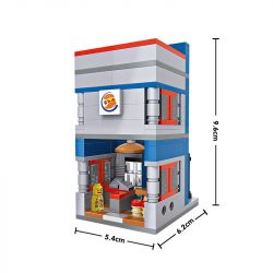 LOZ 1602 non  BÁNH MÌ KẸP THỊT MINI CHẾ ĐỘ XEM PHỐ bộ đồ chơi xếp lắp ráp ghép mô hình Mini Modular Đường Phố Thu Nhỏ 307 khối