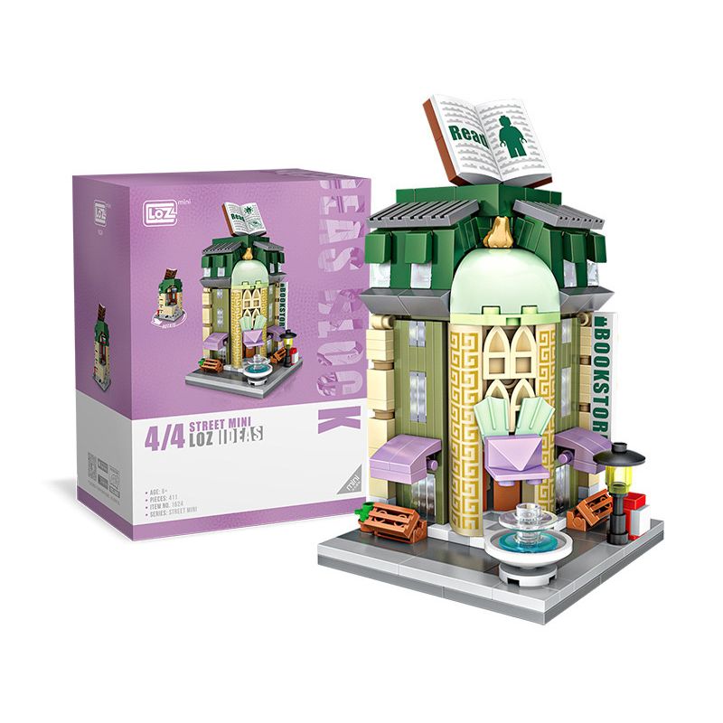 LOZ 1624 non  HIỆU SÁCH MINI STREET VIEW bộ đồ chơi xếp lắp ráp ghép mô hình Mini Modular Đường Phố Thu Nhỏ 411 khối