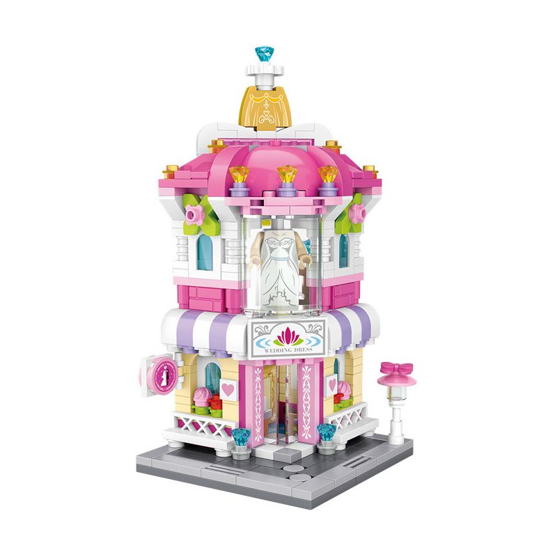 LOZ 1636 non  CỬA HÀNG ÁO CƯỚI MINI STREET VIEW bộ đồ chơi xếp lắp ráp ghép mô hình Mini Modular Đường Phố Thu Nhỏ 465 khối