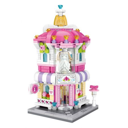 LOZ 1636 non  CỬA HÀNG ÁO CƯỚI MINI STREET VIEW bộ đồ chơi xếp lắp ráp ghép mô hình Mini Modular Đường Phố Thu Nhỏ 465 khối