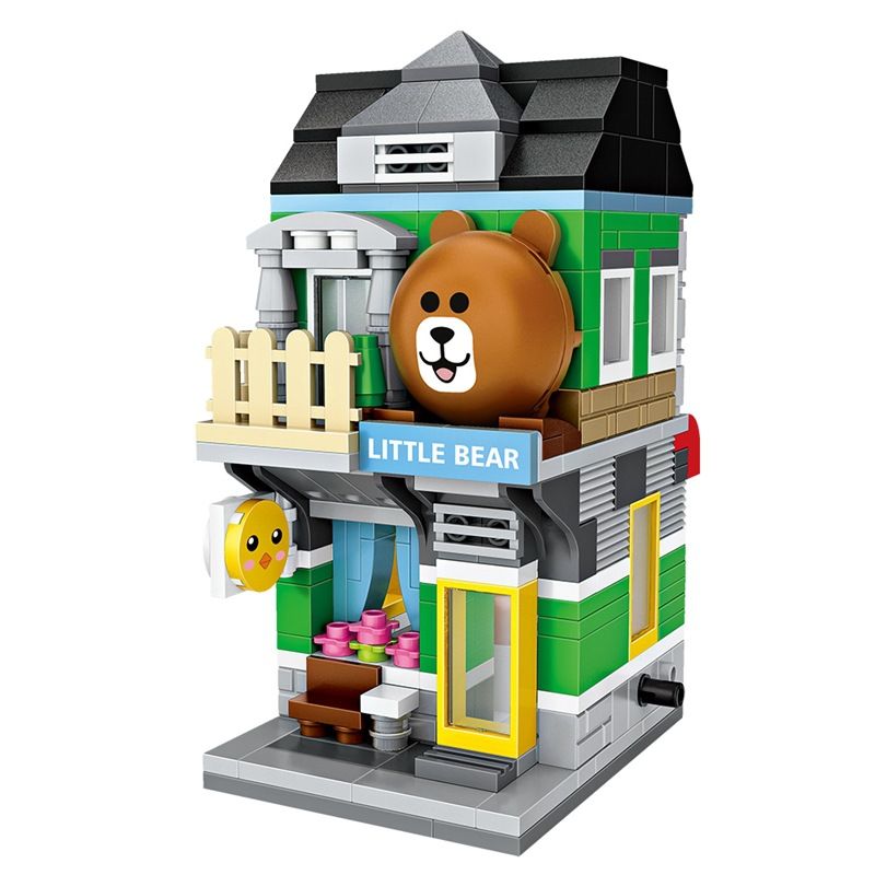 LOZ 1630 non  CẢNH ĐƯỜNG PHỐ THEO CHỦ ĐỀ HOẠT HÌNH CỬA HÀNG GẤU bộ đồ chơi xếp lắp ráp ghép mô hình Modular Buildings Mô Hình Nhà Cửa 431 khối