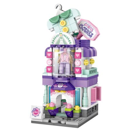 LOZ 1648 non  CỬA HÀNG QUẦN ÁO MINI STREET VIEW bộ đồ chơi xếp lắp ráp ghép mô hình Mini Modular Đường Phố Thu Nhỏ 377 khối