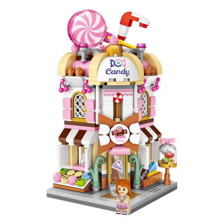 LOZ 1644 non  CỬA HÀNG KẸO MINI STREET VIEW bộ đồ chơi xếp lắp ráp ghép mô hình Mini Modular Đường Phố Thu Nhỏ 456 khối