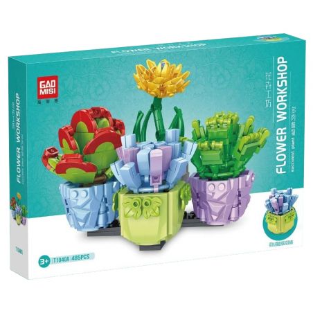 GAOMISI T1040A 1040A non  4 LOẠI MỌNG NƯỚC bộ đồ chơi xếp lắp ráp ghép mô hình FLOWER WORKSHOP SUCCULENT PLANT 485 khối