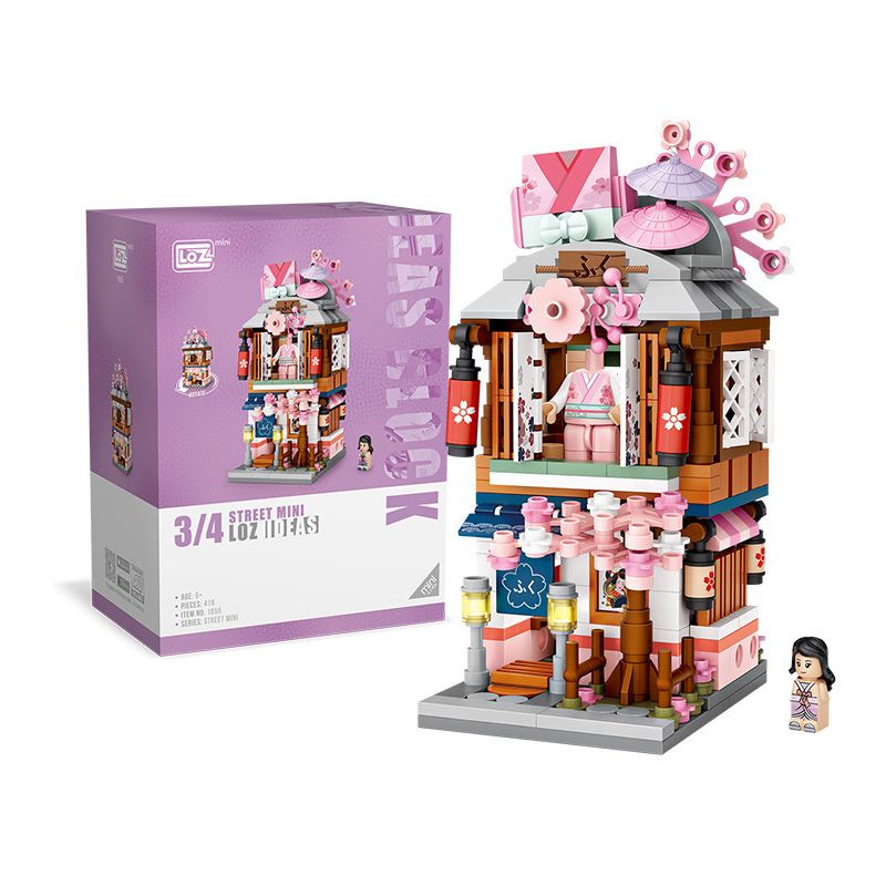 LOZ 1655 non  CỬA HÀNG KIMONO ??? PHỐ NHẬT BẢN bộ đồ chơi xếp lắp ráp ghép mô hình Modular Buildings Mô Hình Nhà Cửa 418 khối