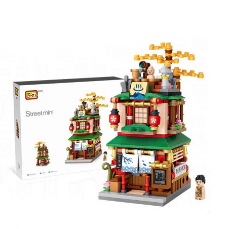LOZ 1653 non  NGÔI NHÀ SUỐI NƯỚC NÓNG NHÌN RA ĐƯỜNG PHỐ NHẬT BẢN bộ đồ chơi xếp lắp ráp ghép mô hình Modular Buildings Mô Hình Nhà Cửa 399 khối