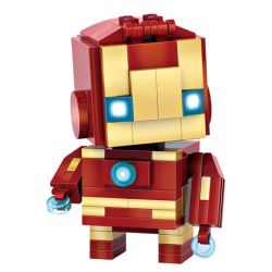 LOZ 1402 non  ÁO GIÁP THÉP bộ đồ chơi xếp lắp ráp ghép mô hình Brickheadz IRON MAN Nhân Vật Đầu To 144 khối