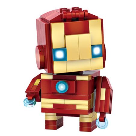 LOZ 1402 non  ÁO GIÁP THÉP bộ đồ chơi xếp lắp ráp ghép mô hình Brickheadz IRON MAN Nhân Vật Đầu To 144 khối