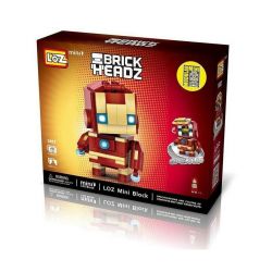 LOZ 1402 non  ÁO GIÁP THÉP bộ đồ chơi xếp lắp ráp ghép mô hình Brickheadz IRON MAN Nhân Vật Đầu To 144 khối