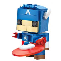 LOZ 1401 non  ĐỘI TRƯỞNG MỸ bộ đồ chơi xếp lắp ráp ghép mô hình Brickheadz CAPTAIN AMERICA Nhân Vật Đầu To 142 khối
