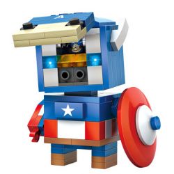 LOZ 1401 non  ĐỘI TRƯỞNG MỸ bộ đồ chơi xếp lắp ráp ghép mô hình Brickheadz CAPTAIN AMERICA Nhân Vật Đầu To 142 khối