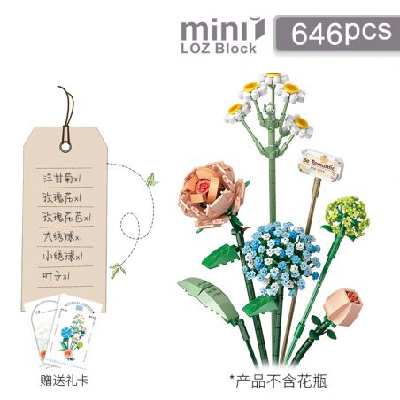LOZ 1671 non  CÓ THỂ RUOXINGHE bộ đồ chơi xếp lắp ráp ghép mô hình Flowers ETERNAL FLOWERS II Hoa 646 khối