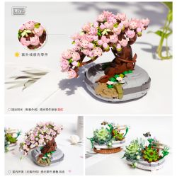 LOZ 1661 non  CHẬU CÂY HOA ANH ĐÀO bộ đồ chơi xếp lắp ráp ghép mô hình Flowers 426 khối