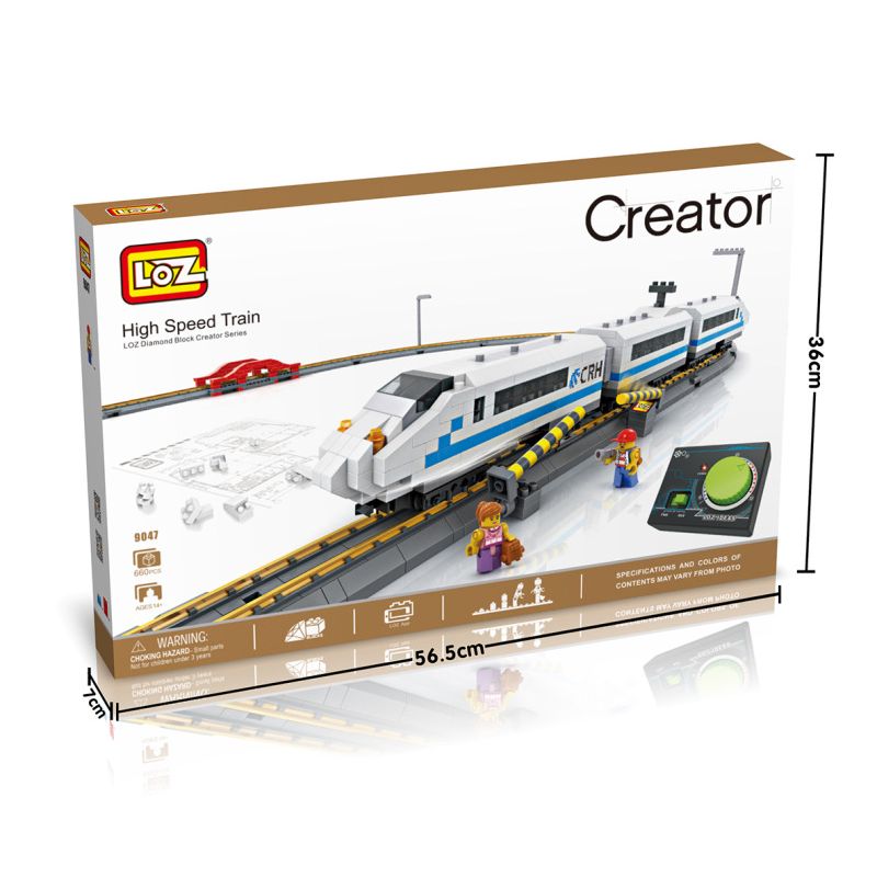 LOZ 9047 non  TÀU CAO TỐC bộ đồ chơi xếp lắp ráp ghép mô hình Creator HIGH SPEED TRAIN Sáng Tạo 660 khối