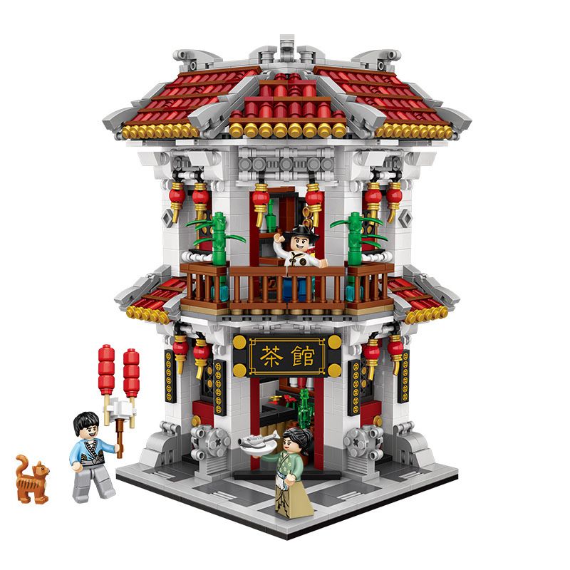 LOZ 1023 non  QUÁN TRÀ PHỐ TÀU bộ đồ chơi xếp lắp ráp ghép mô hình Creator ANCIENT STREET Sáng Tạo 1645 khối