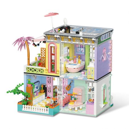 WEIGHT 2079 non  BẠCH HOA TIỂU TRÚC bộ đồ chơi xếp lắp ráp ghép mô hình Modular Buildings MOONLIGHT Mô Hình Nhà Cửa 2527 khối