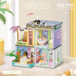 WEIGHT 2079 non  BẠCH HOA TIỂU TRÚC bộ đồ chơi xếp lắp ráp ghép mô hình Modular Buildings MOONLIGHT Mô Hình Nhà Cửa 2527 khối