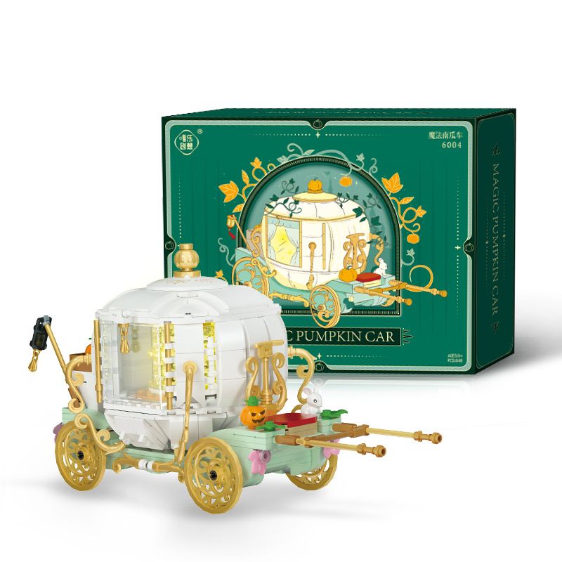 WEIGHT 6004 non  GIỎ BÍ NGÔ MA THUẬT bộ đồ chơi xếp lắp ráp ghép mô hình Girl PUMPKIN CART Con Gái 648 khối