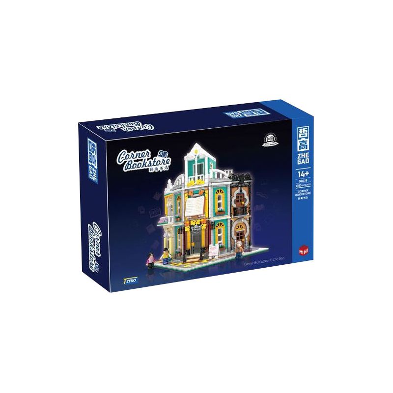 ZHEGAO 00418 non  HIỆU SÁCH GÓC bộ đồ chơi xếp lắp ráp ghép mô hình Books CORNER BOOKSTORE 2185 khối